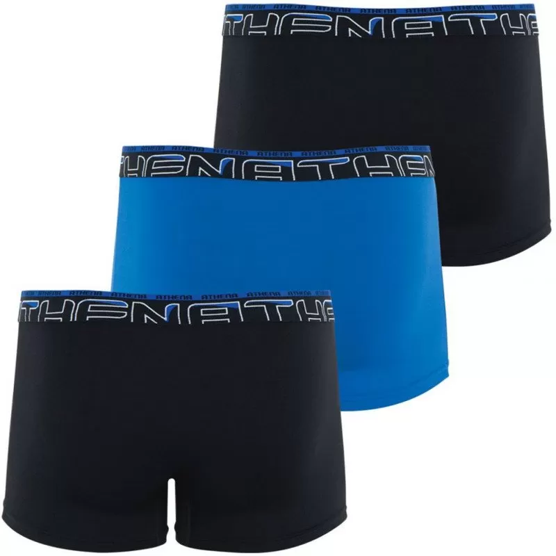 ATHENA 3 Boxers Homme Microfibre SECONDEPEAU Noir Bleu Noir