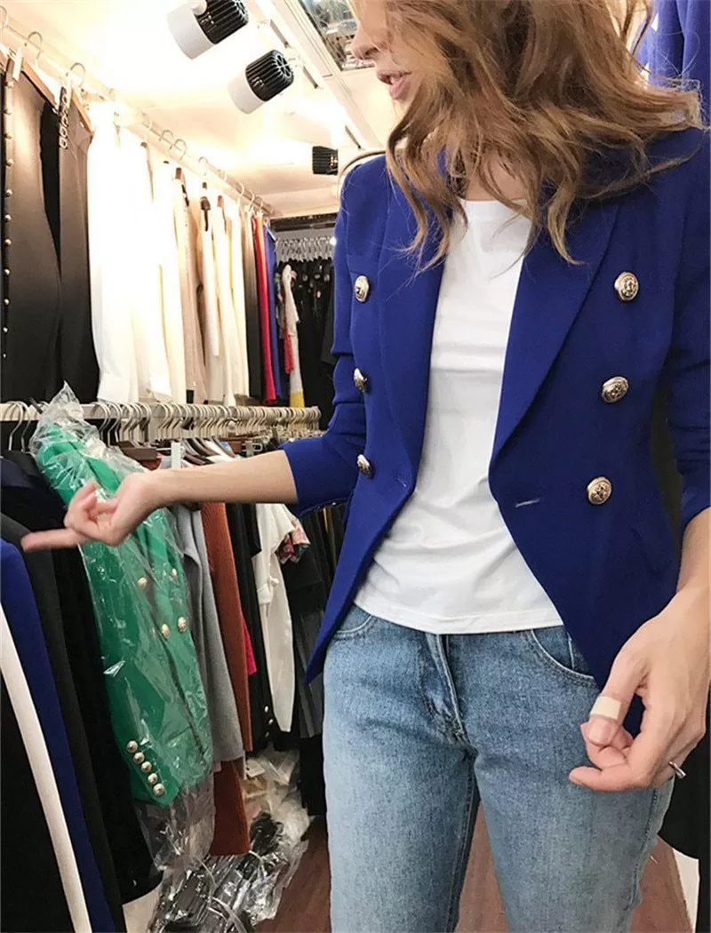 Blazer-veste habillée-boutons dorés-double boutonnage-Classe-noir-blanc-vert-bleu-jaune-