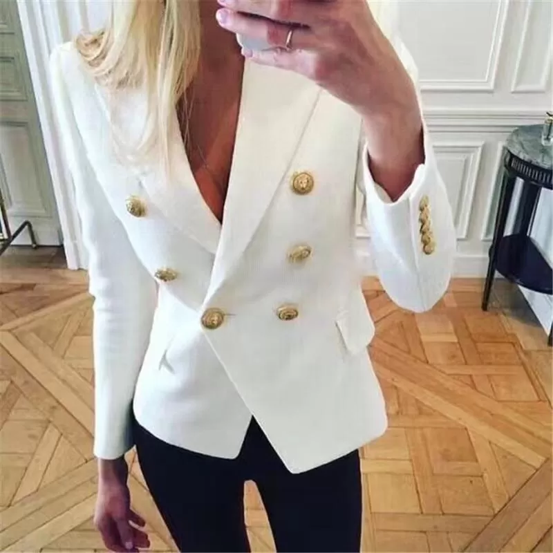 Blazer-veste habillée-boutons dorés-double boutonnage-Classe-noir-blanc-vert-bleu-jaune-