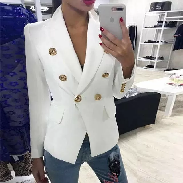 Blazer-veste habillée-boutons dorés-double boutonnage-Classe-noir-blanc-vert-bleu-jaune-