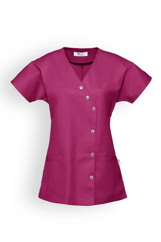 Blouse Beauté Femme - Patte pressions asymétrique berry