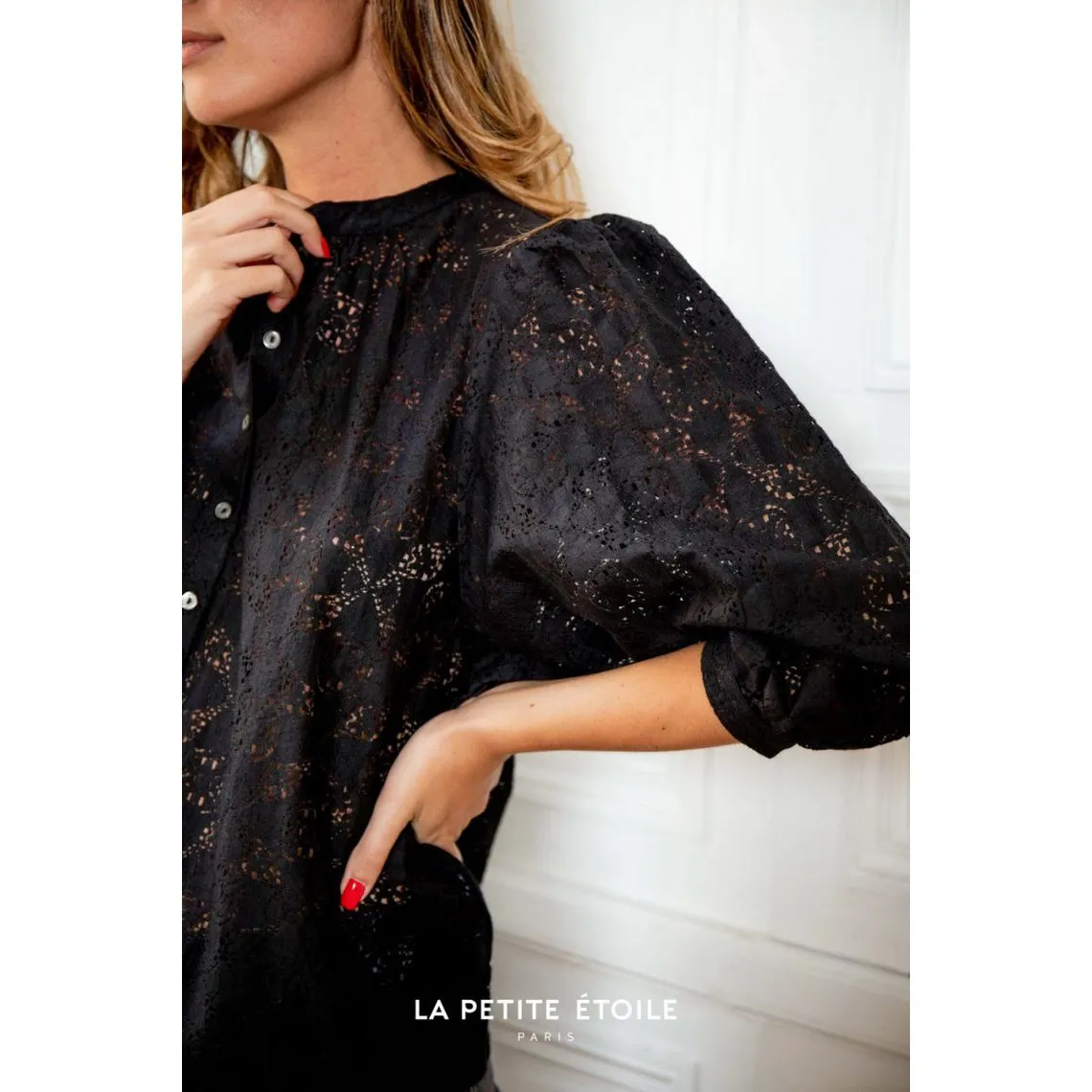 Blouse Cometa noir en coton | 3 Suisses