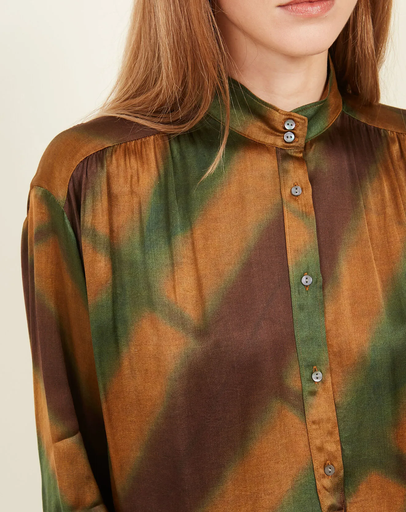 Blouse Cook vert/doré/marron