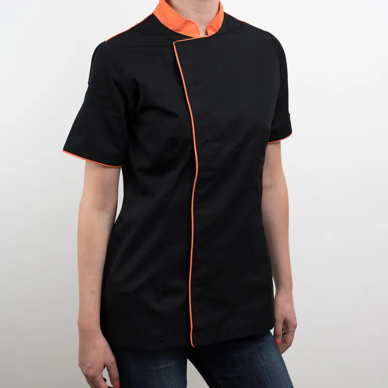 Blouse de cuisine femme avec boutonnage croisé caché - Bicolore