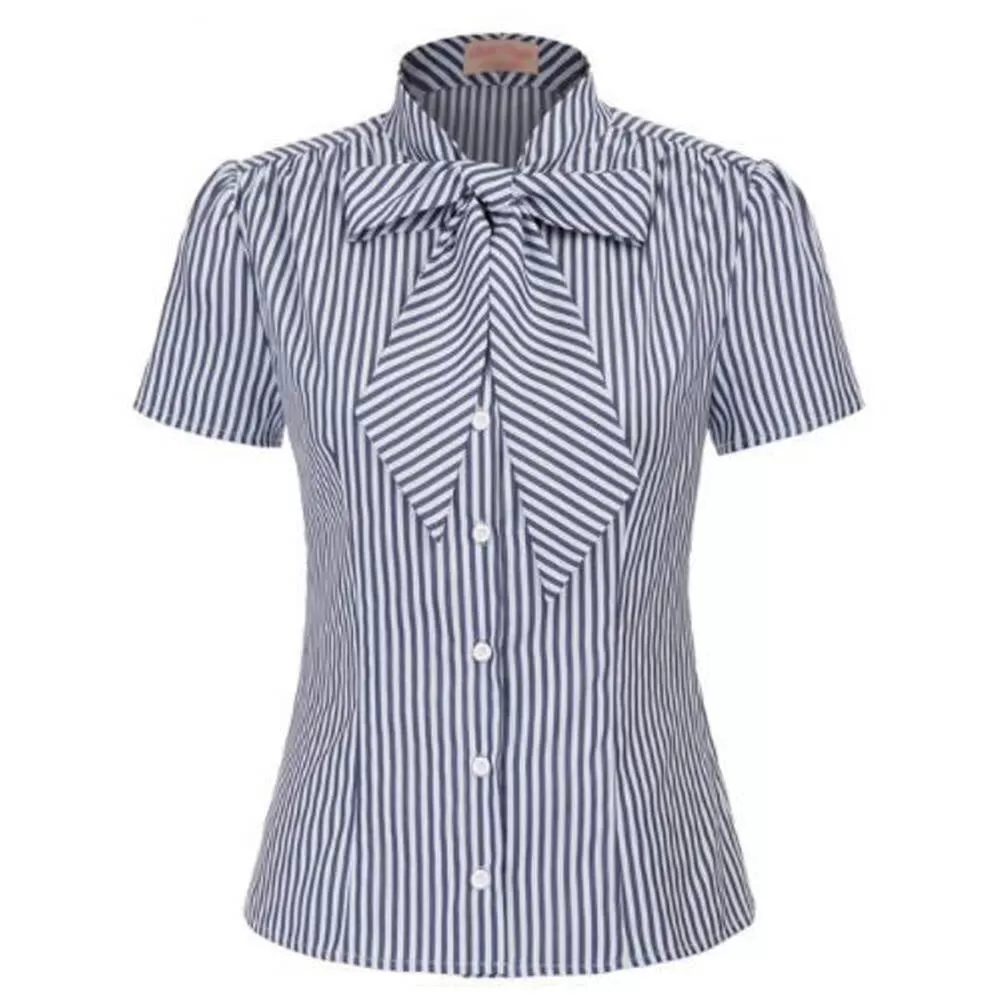 Blouse Lavallière <br> Rayures Bleu Blanc