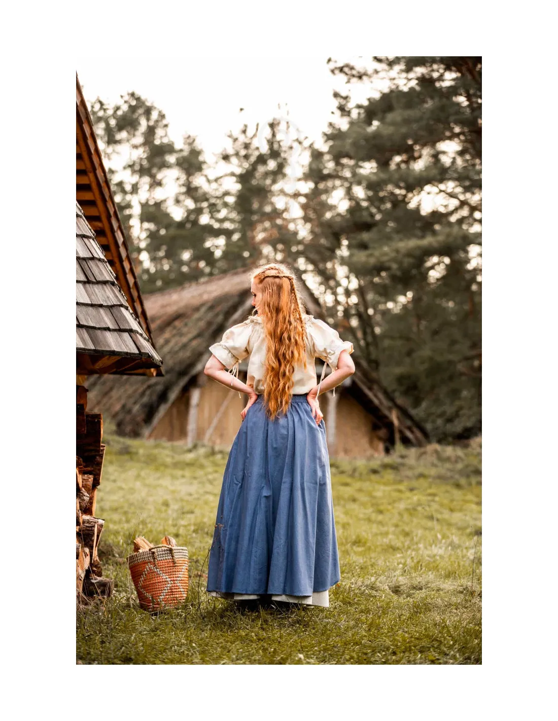 Blouse médiévale à manches courtes modèle Verena, blanc naturel ⚔️ Boutique