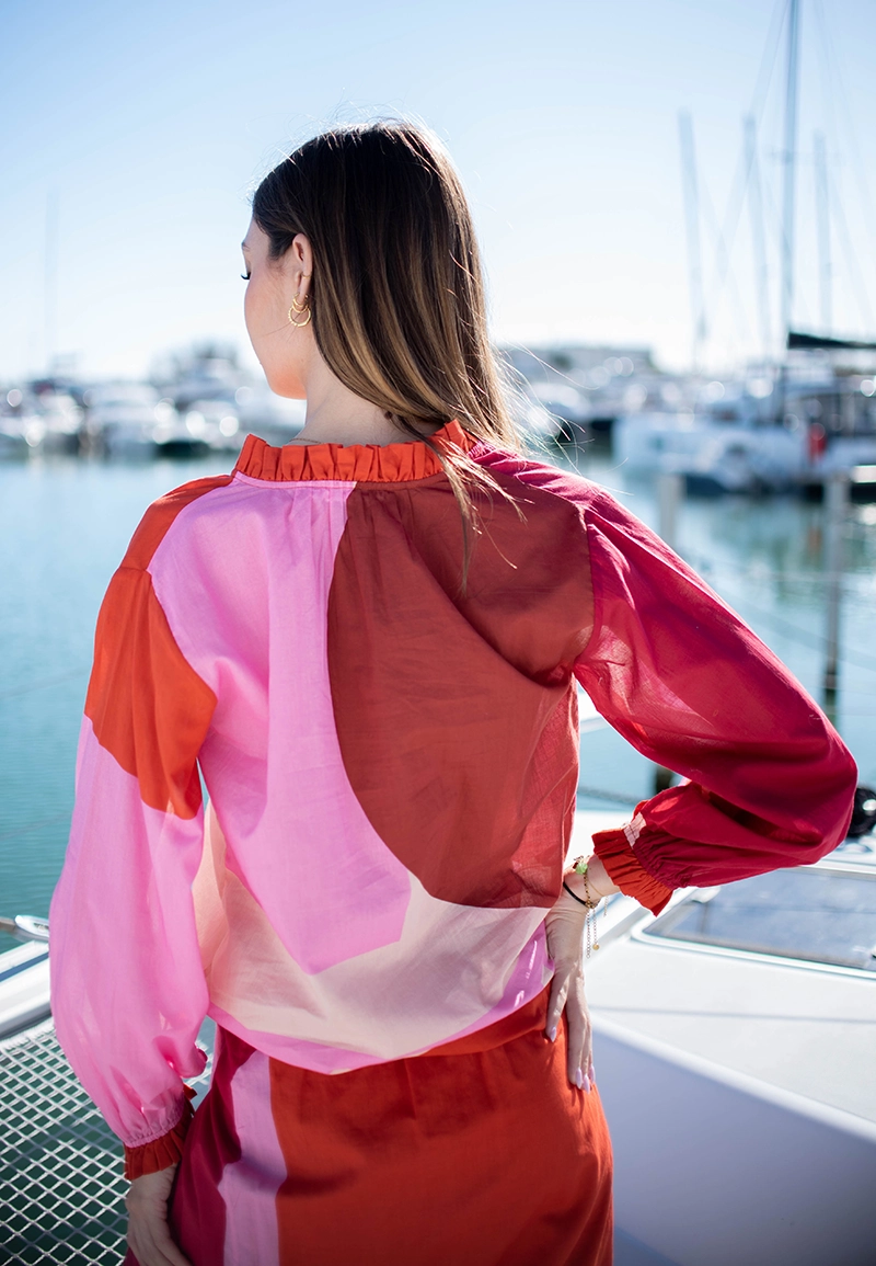 Blouse Sapho Graphico Rose - Mare Di Latte | Les Chiquettes