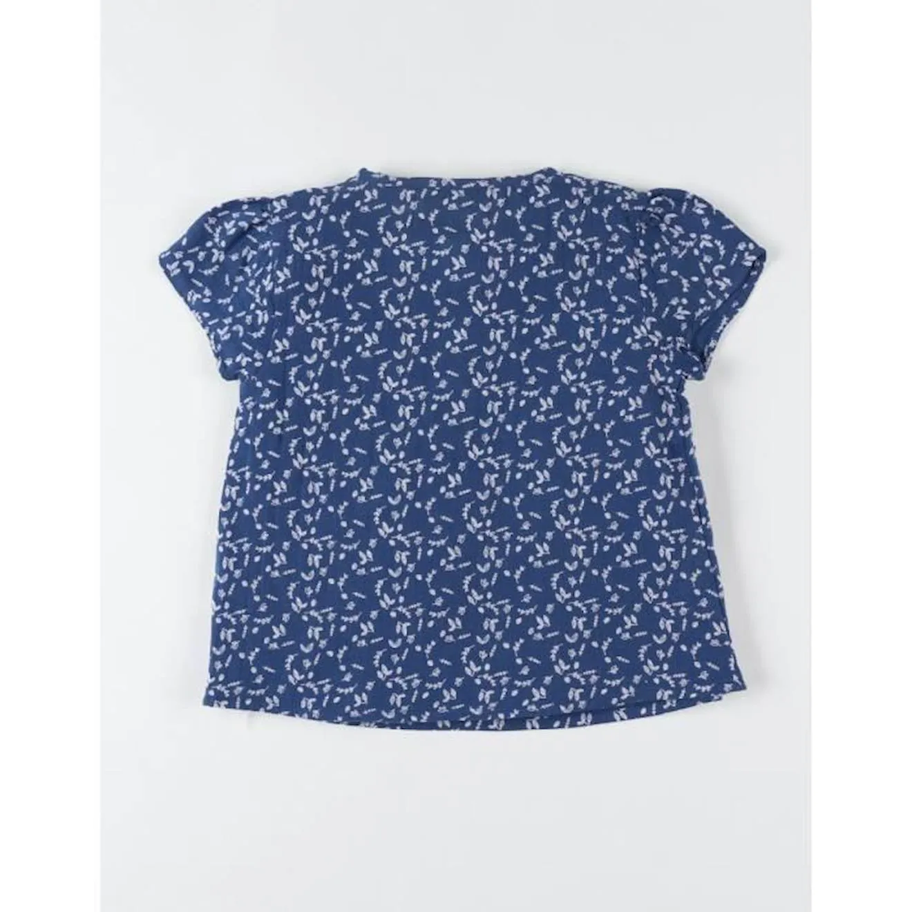 Blouse à manches courtes à imprimé végétal bleu - Noukies