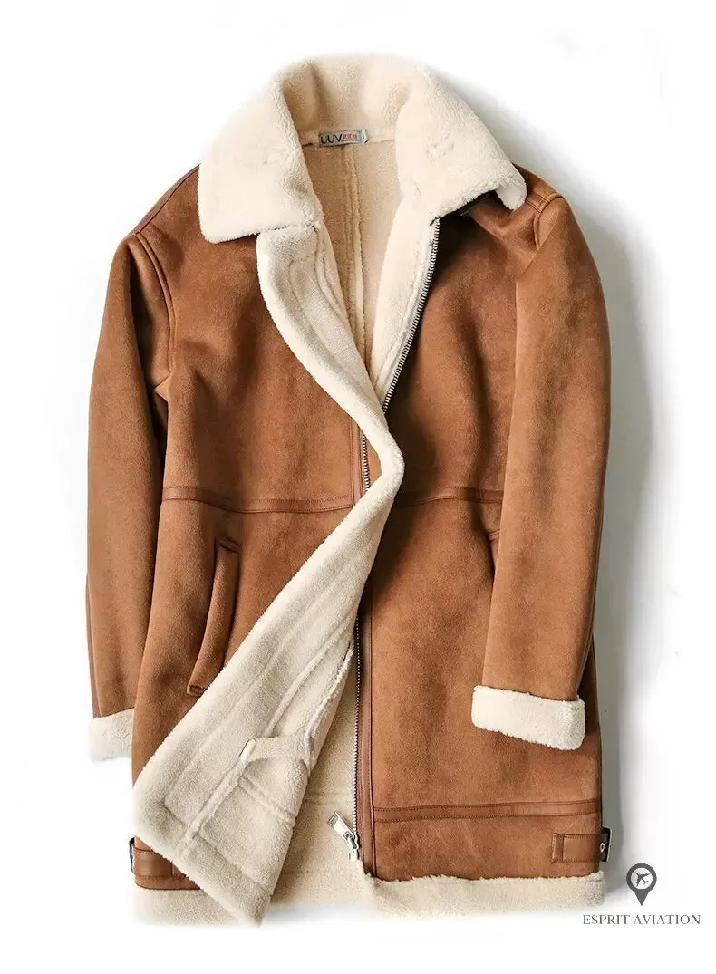 Blouson Aviateur Femme Camel et Blanc