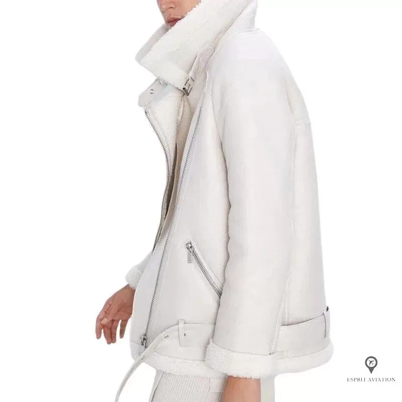 Blouson Aviateur Femme Daim Blanc