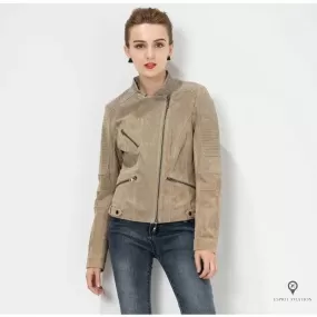 Blouson Aviateur Femme Gris Clair