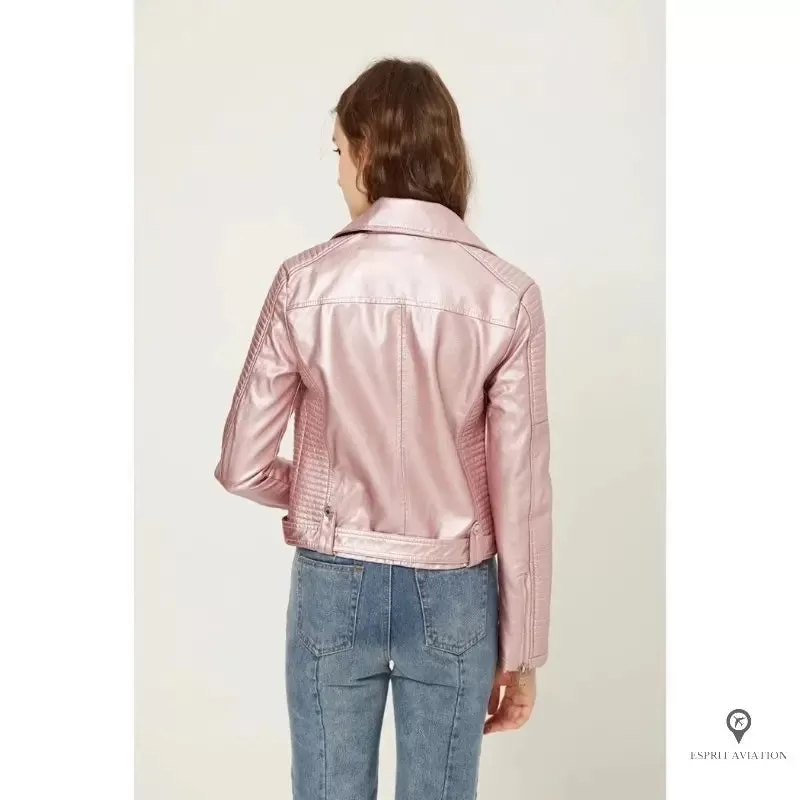 Blouson Aviateur Femme Simili Cuir Rose pale