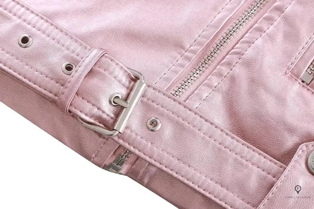 Blouson Aviateur Femme Simili Cuir Rose pale