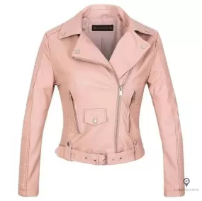 Blouson Aviateur Femme Simili Cuir Rose