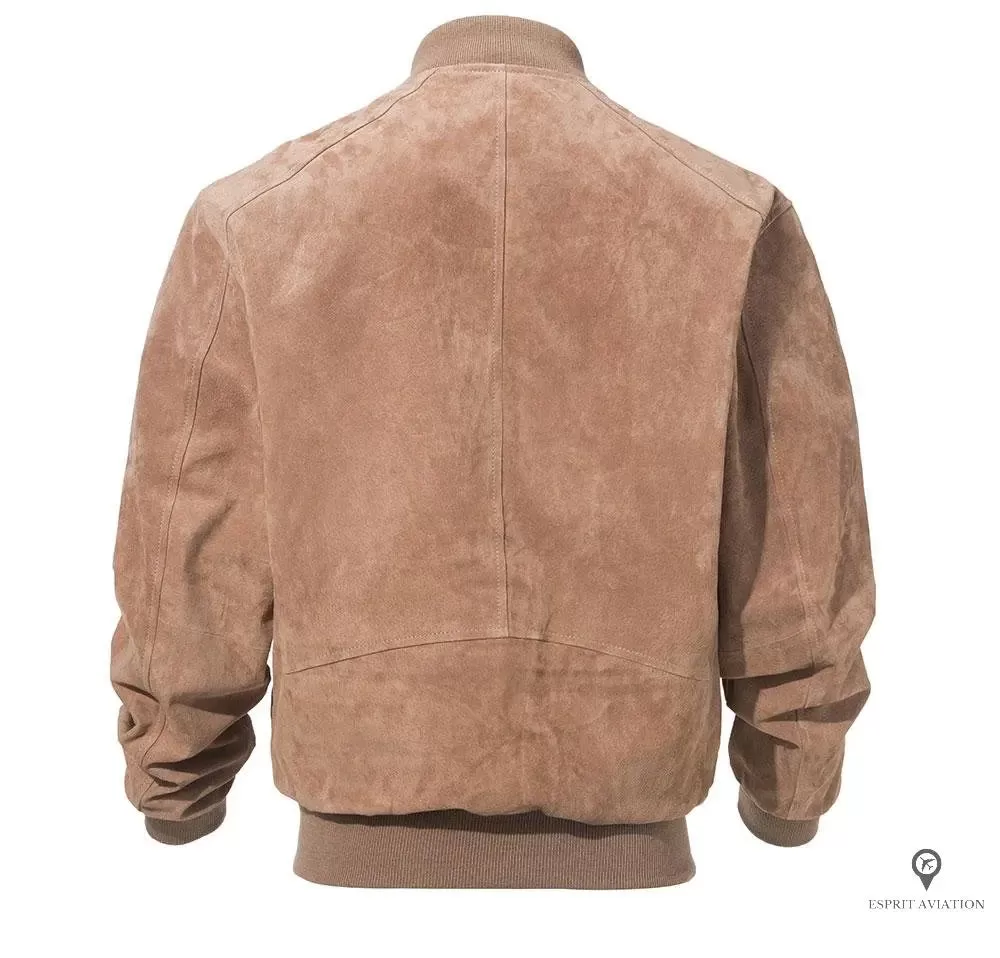 Blouson Aviateur Homme En Cuir de Porc (beige)