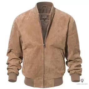 Blouson Aviateur Homme En Cuir de Porc (beige)