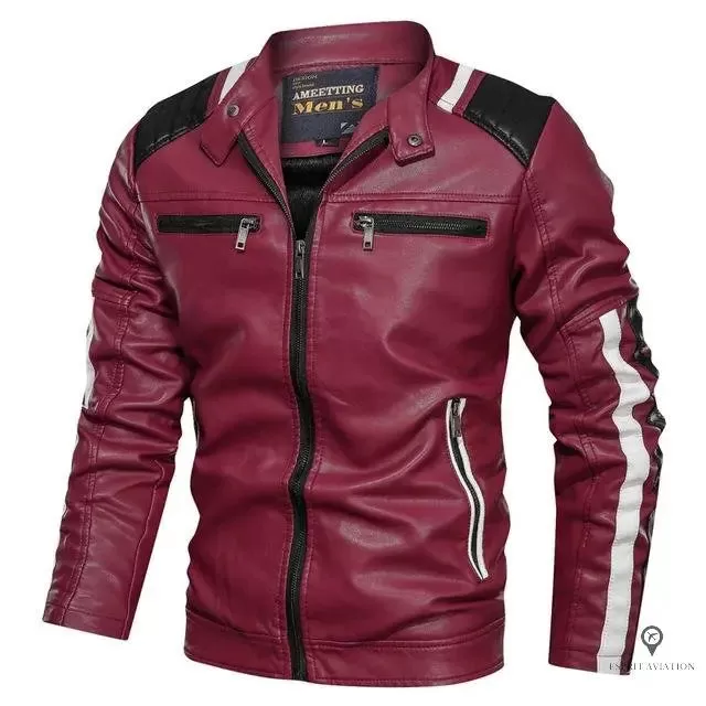 Blouson Aviateur Homme Moto Rouge