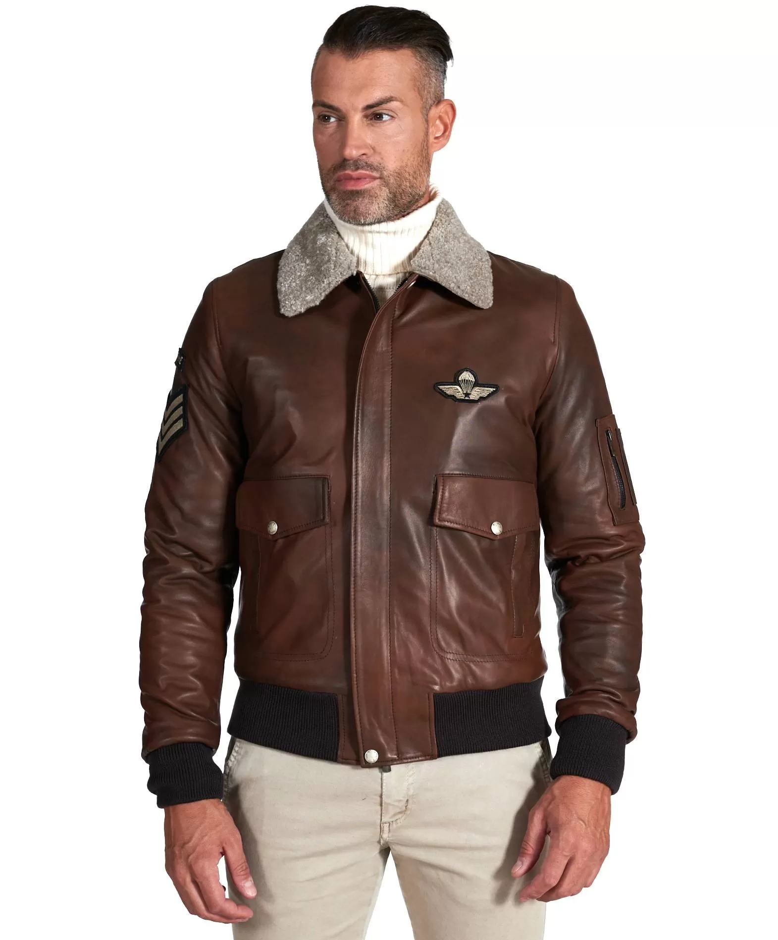 Blouson cuir aviateur veste aviateur homme cuir marron Aviator