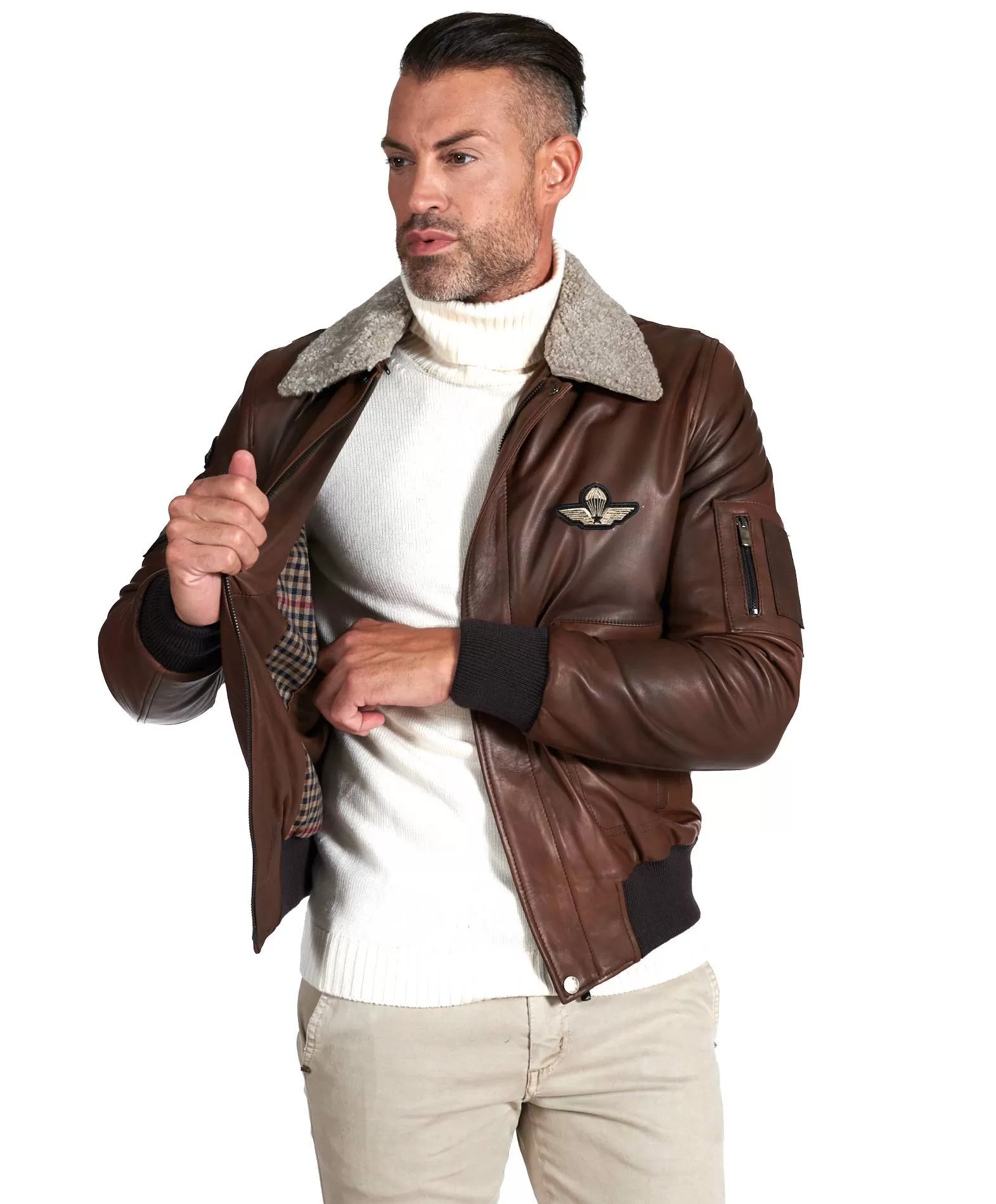 Blouson cuir aviateur veste aviateur homme cuir marron Aviator