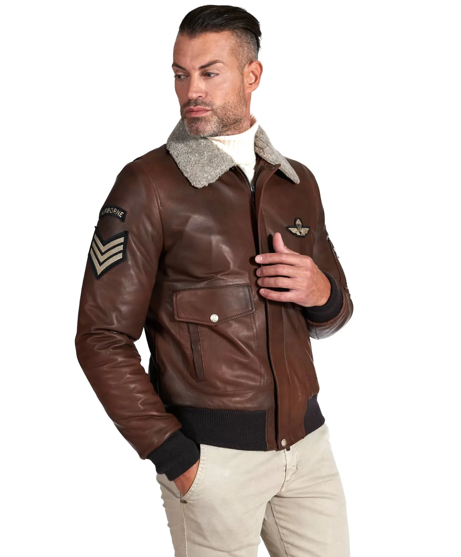 Blouson cuir aviateur veste aviateur homme cuir marron Aviator