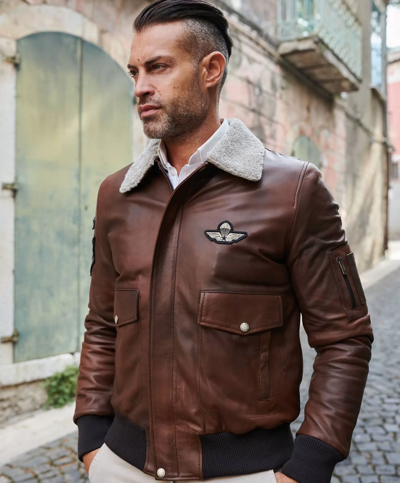 Blouson cuir aviateur veste aviateur homme cuir marron Aviator