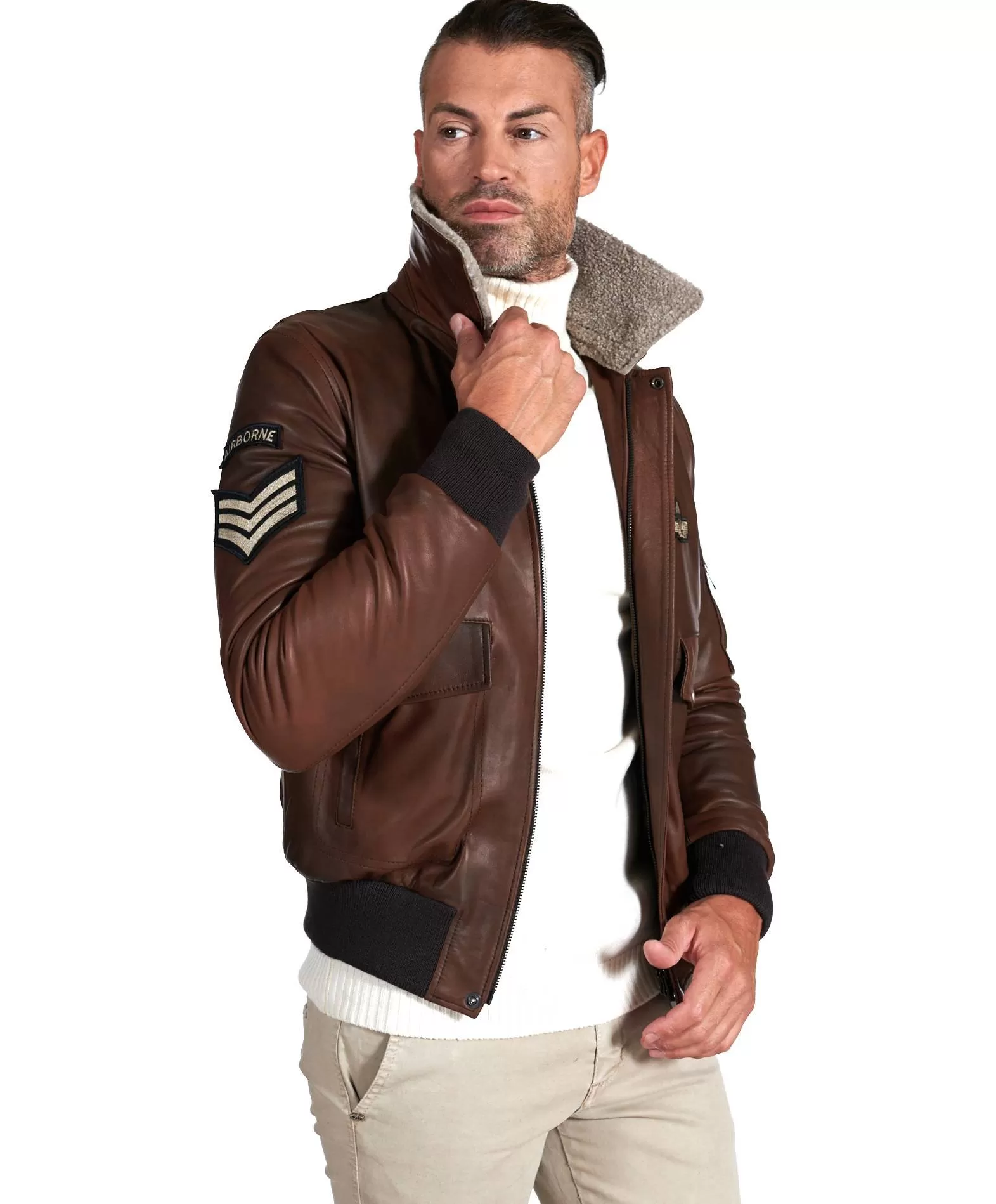 Blouson cuir aviateur veste aviateur homme cuir marron Aviator