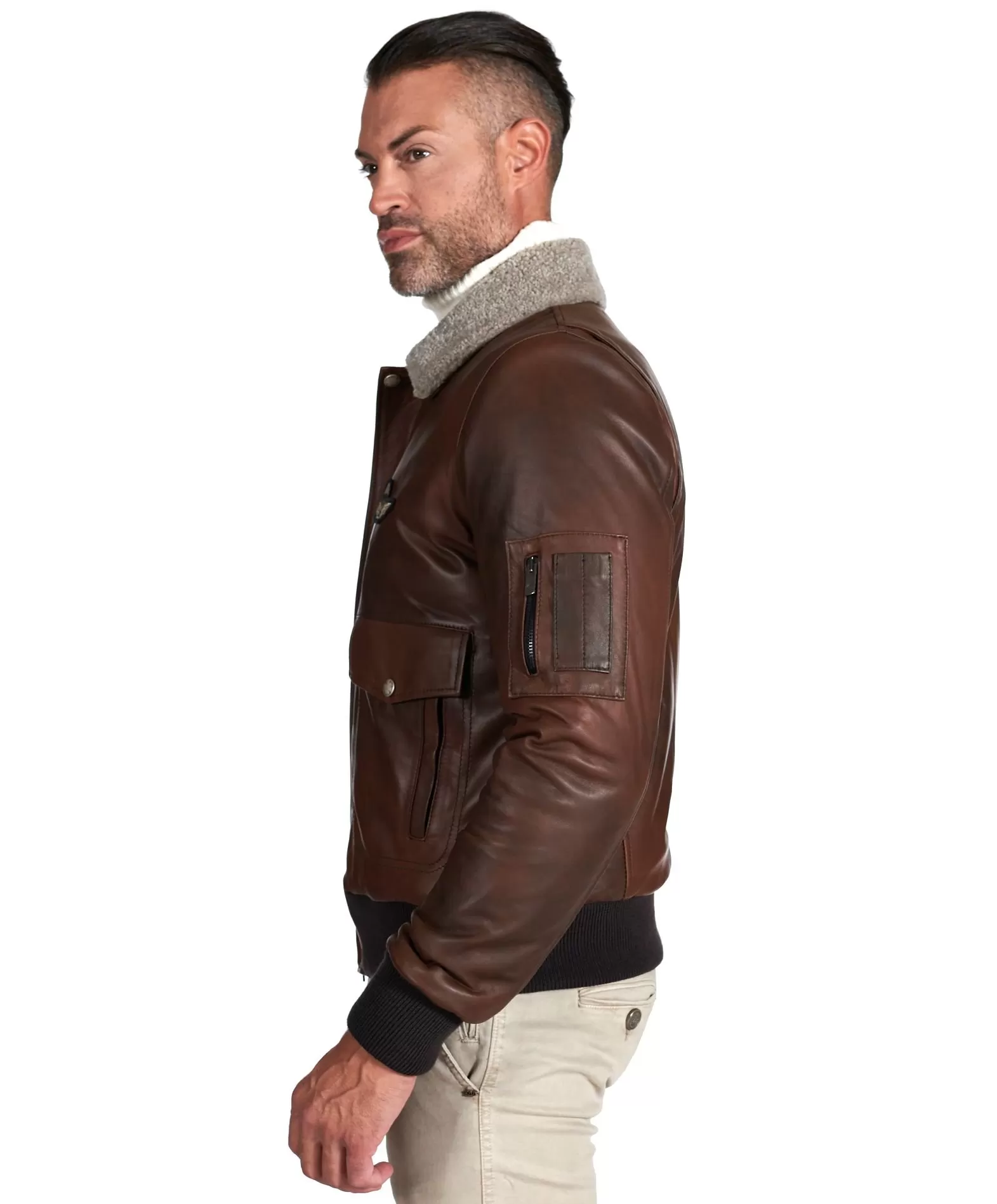 Blouson cuir aviateur veste aviateur homme cuir marron Aviator