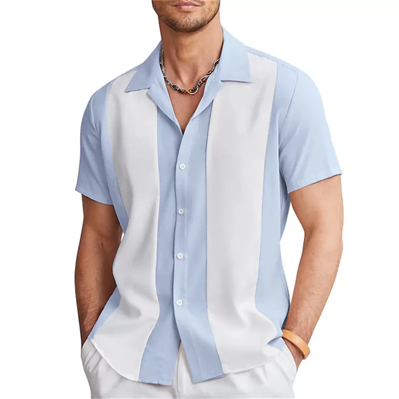 Chemise bicolore manches courtes pour hommes