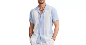 Chemise bicolore manches courtes pour hommes