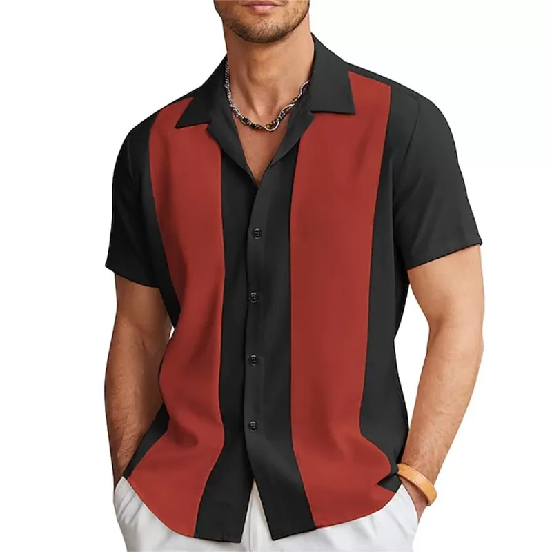 Chemise bicolore manches courtes pour hommes