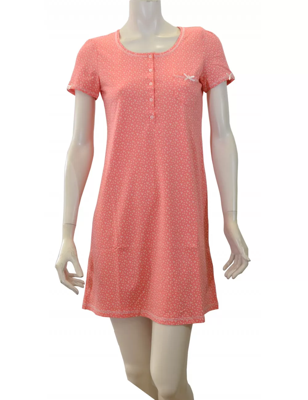 Chemise de  nuit Corail manches courtes en coton