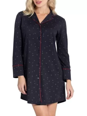 Chemise de nuit courte femme style chemise Masae - Bleu