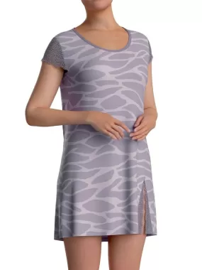 Chemise de nuit courte à motif d'écume Benita - Gris