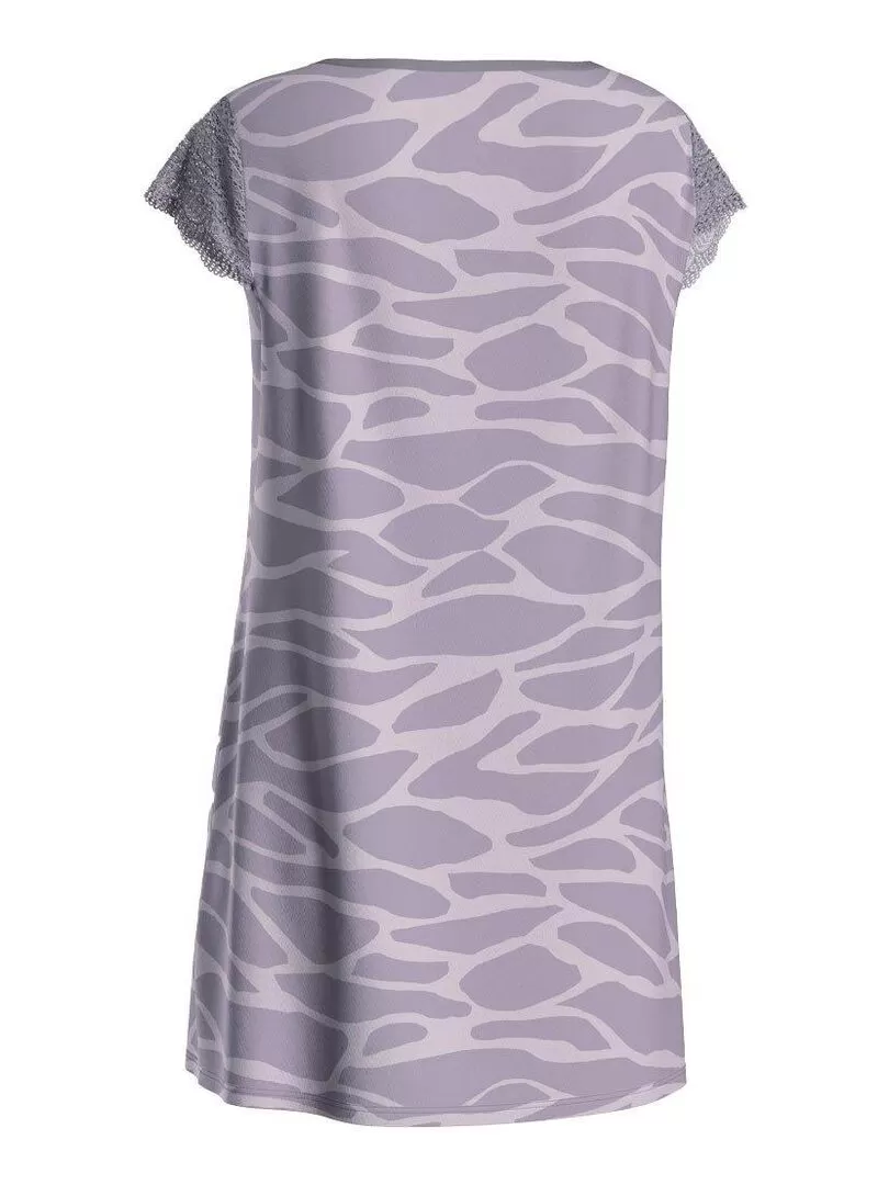 Chemise de nuit courte à motif d'écume Benita - Gris