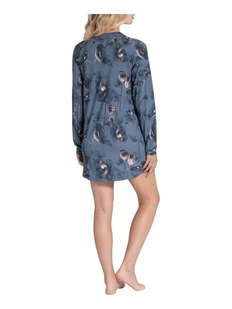 Chemise de nuit courte à motif floral Asaka - Bleu