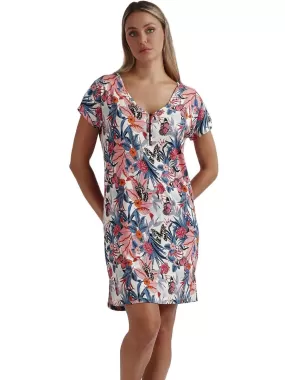 Chemise de nuit manches courtes Butterflies - Bleu