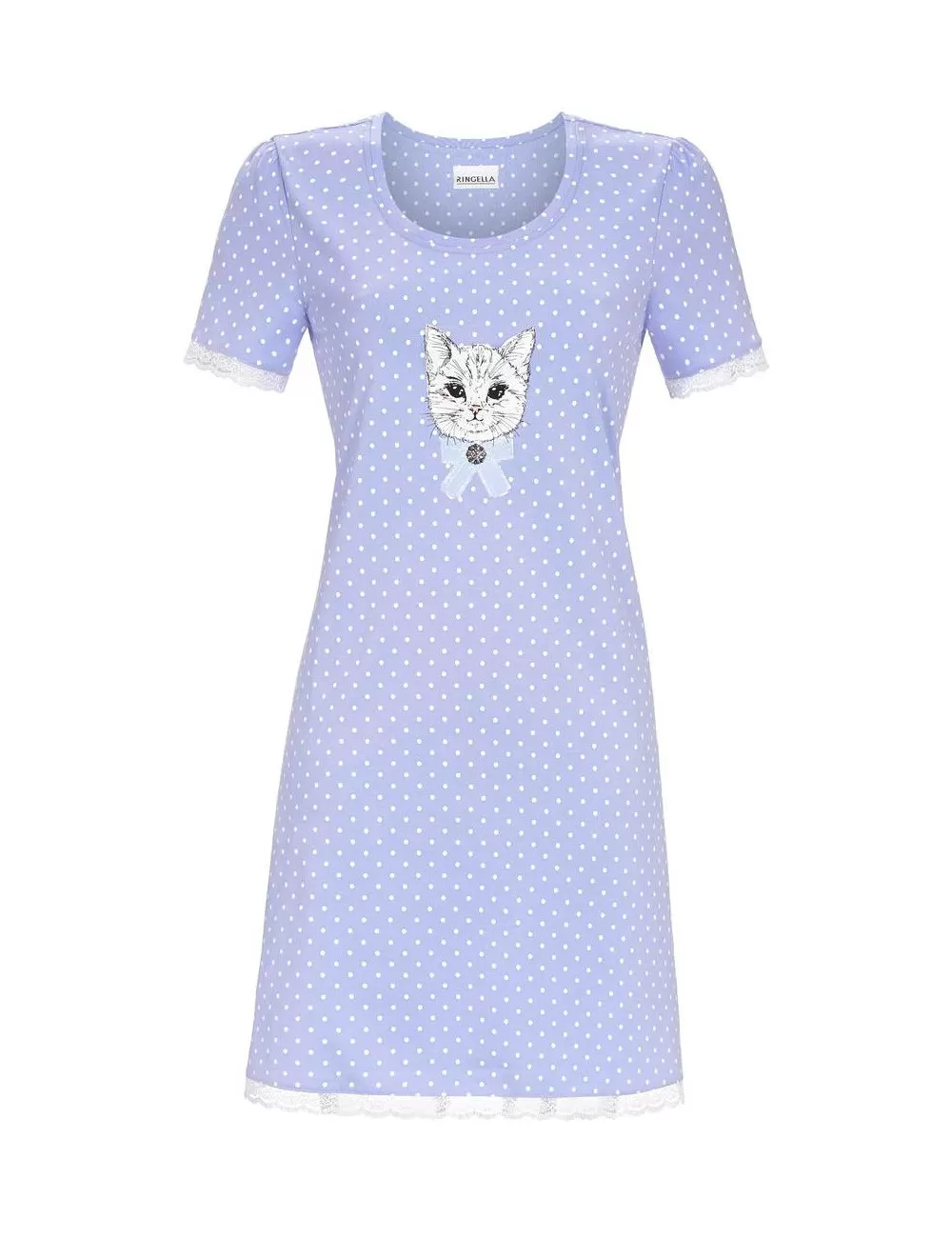 Chemise  de nuit manches courtes imprimé "chaton"