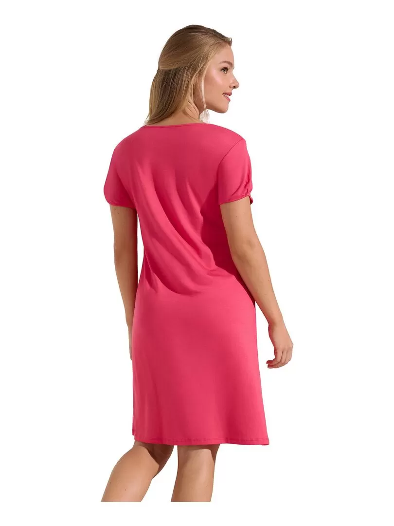 Chemise de nuit manches courtes Naty - Orange corail