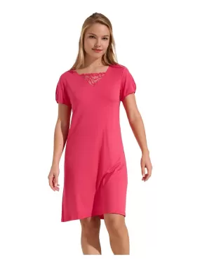 Chemise de nuit manches courtes Naty - Orange corail