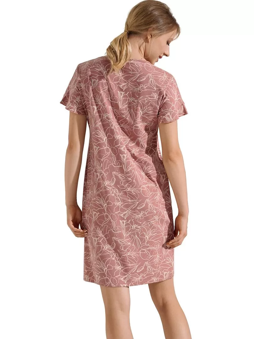 Chemise de nuit manches courtes Nina - Rose