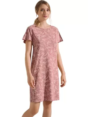 Chemise de nuit manches courtes Nina - Rose