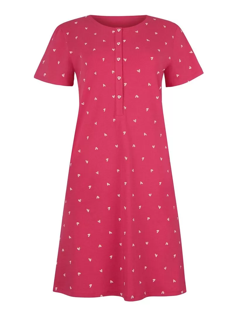 Chemise de nuit manches courtes True Love - Rouge