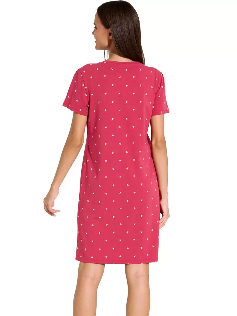 Chemise de nuit manches courtes True Love - Rouge