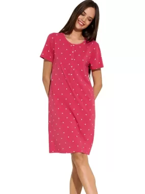 Chemise de nuit manches courtes True Love - Rouge