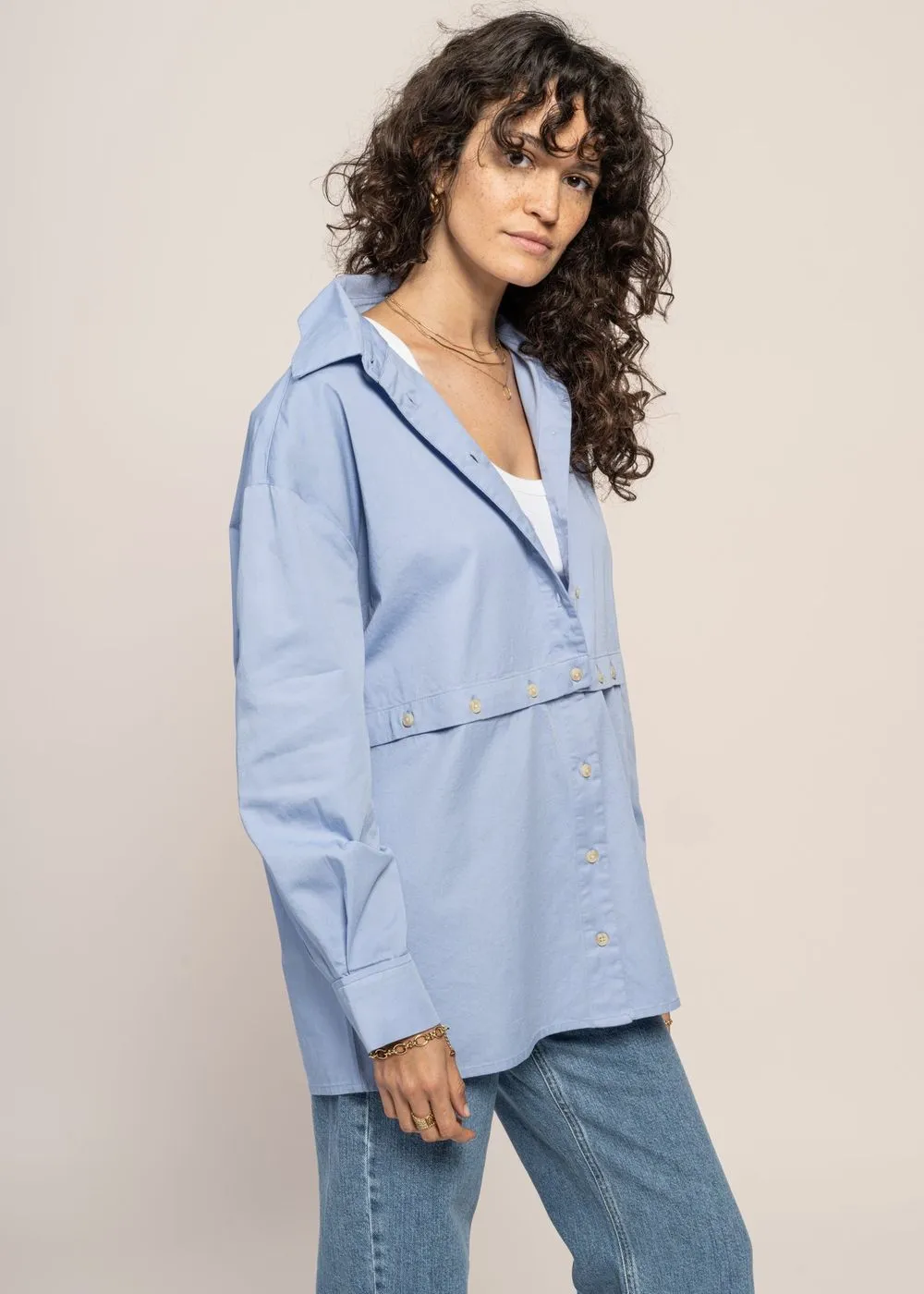 Chemise déstructurée en coton bio | bleue "nataly blouse" Blue femme