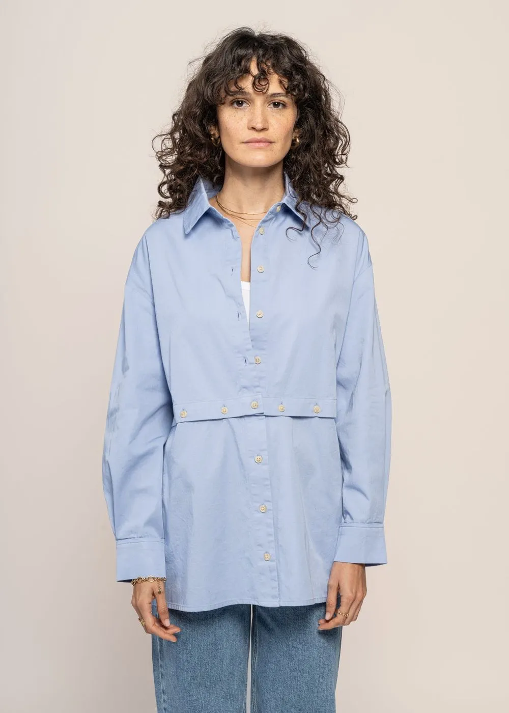 Chemise déstructurée en coton bio | bleue "nataly blouse" Blue femme