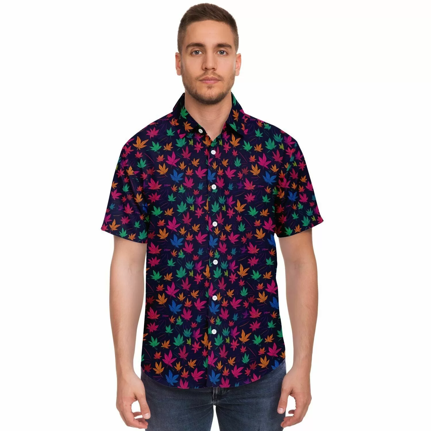 Chemise homme manches courtes - Feuilles de Cannabis