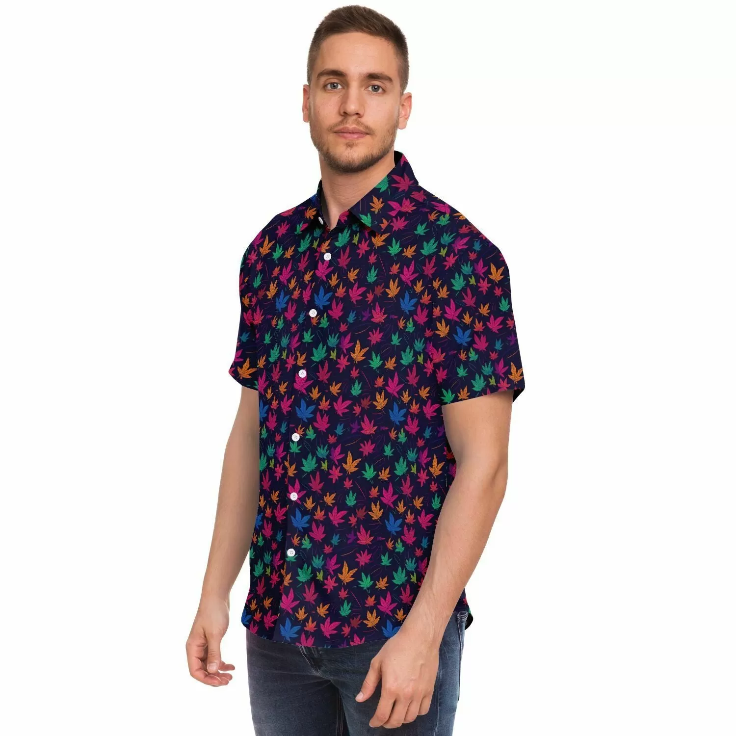 Chemise homme manches courtes - Feuilles de Cannabis