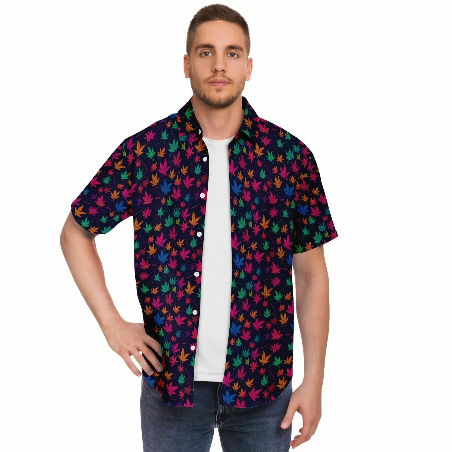 Chemise homme manches courtes - Feuilles de Cannabis