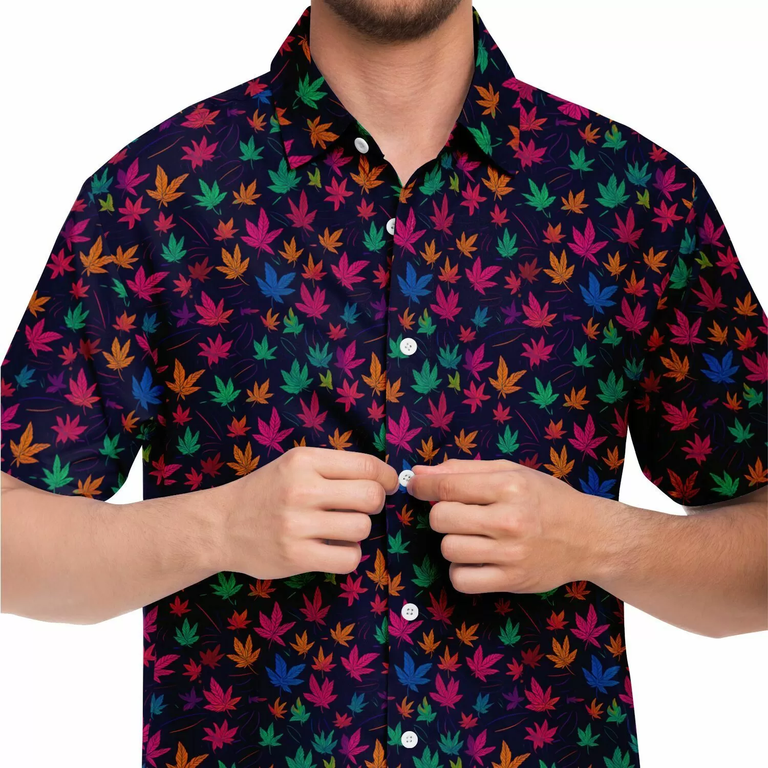 Chemise homme manches courtes - Feuilles de Cannabis